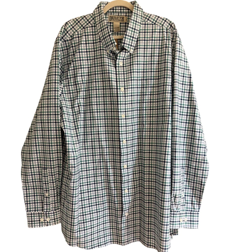 Duluth Trading Co. Plaid Button‎ Down No Iron Long Sleeve Shirt 2XL Tall